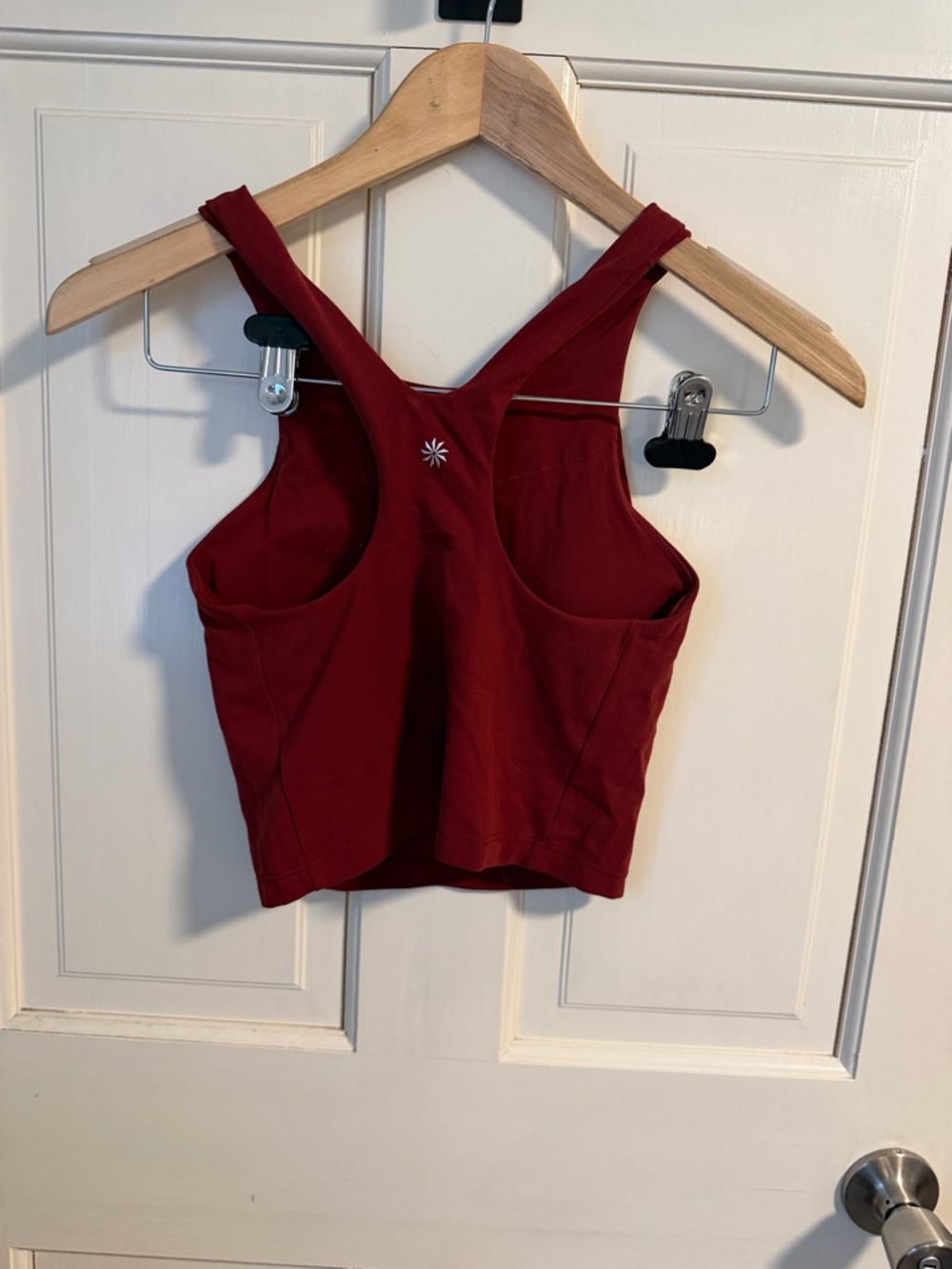 Athleta Purpose Crop Sports Bra A-C Cup Redwood Burgundy Pilates Yoga Gym - Picture 3 of 4